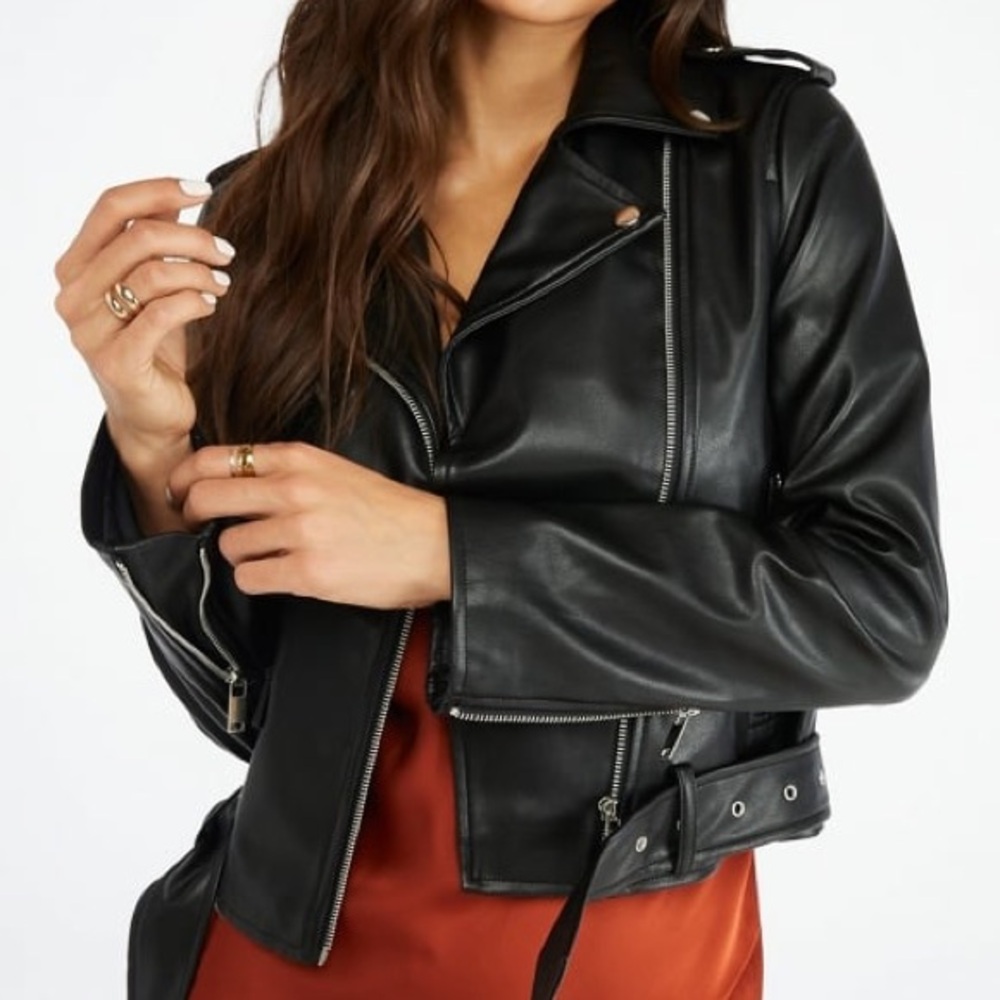 JustFab Classic Black Leather Jacket